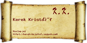 Kerek Kristóf névjegykártya